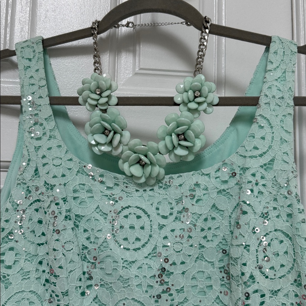 Alex Evenings Light Aqua Lace Ensemble 3 piece set - Picture 10 of 11